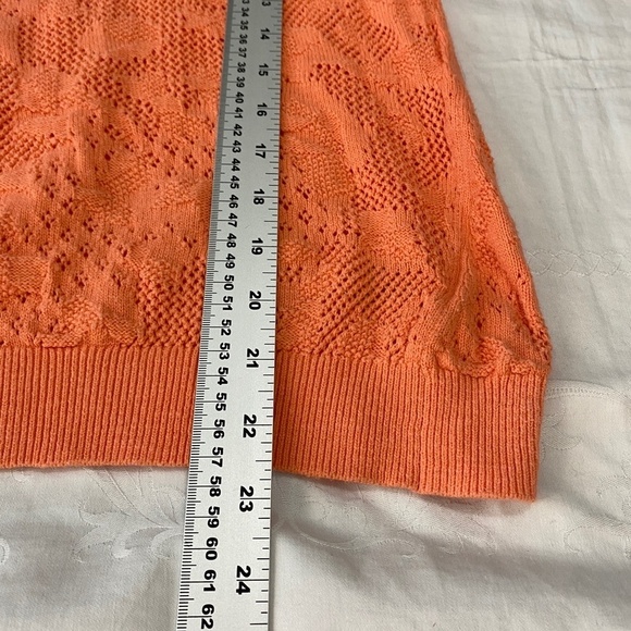 Anthropologie MOTH Women's‎ Peach Open Crochet Long Sleeve Lightweight Sweater S - Picture 10 of 11